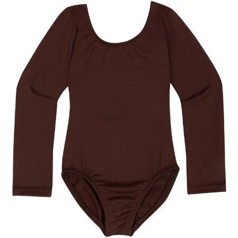 Brown Toddler & Girls Long Sleeve Leotard