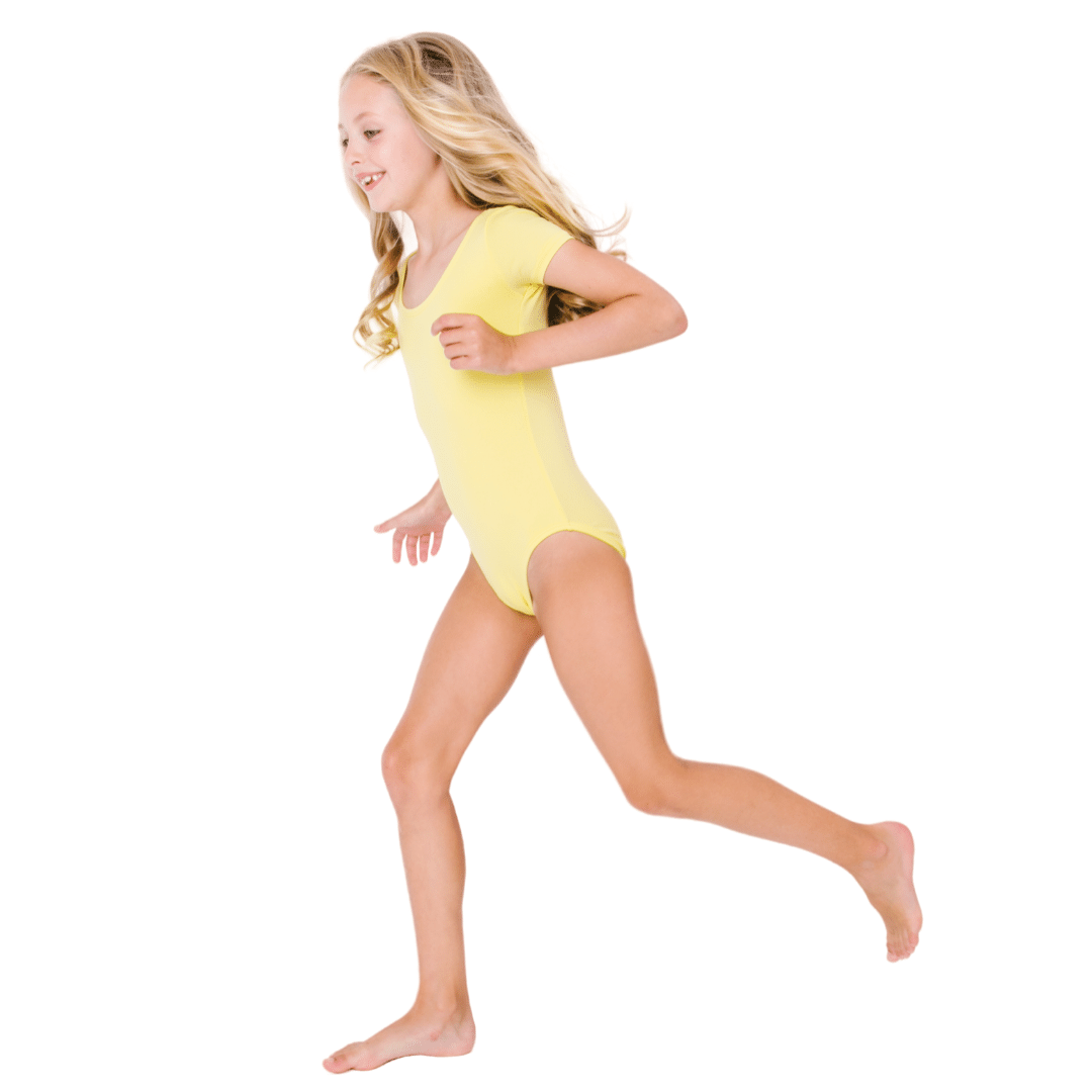 Yellow Short Sleeve Leotard for Toddler & Girls