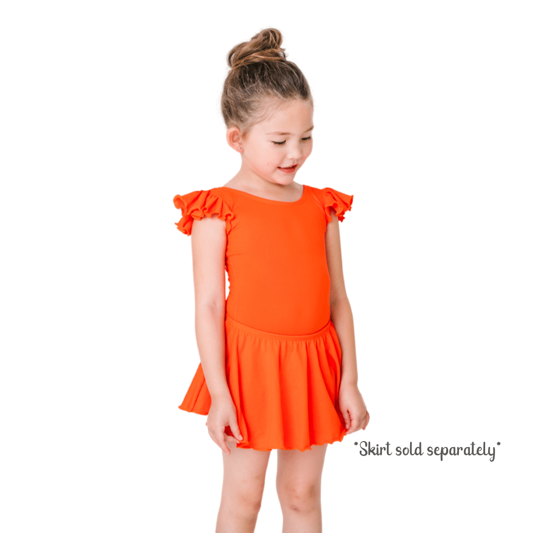 Orange Flutter Sleeve Leotard