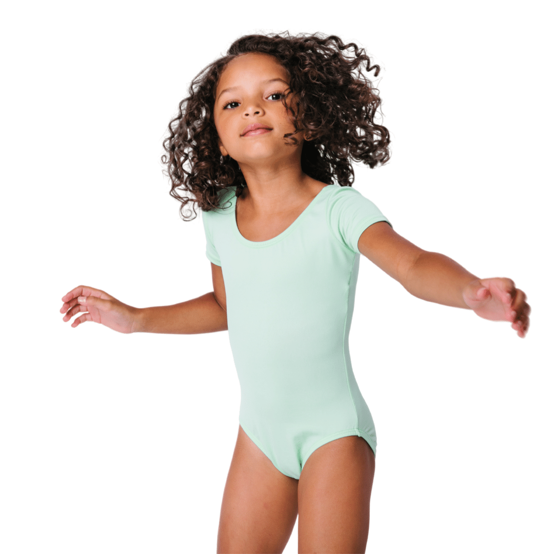 Mint Green Short Sleeve Leotard for Toddler & Girls