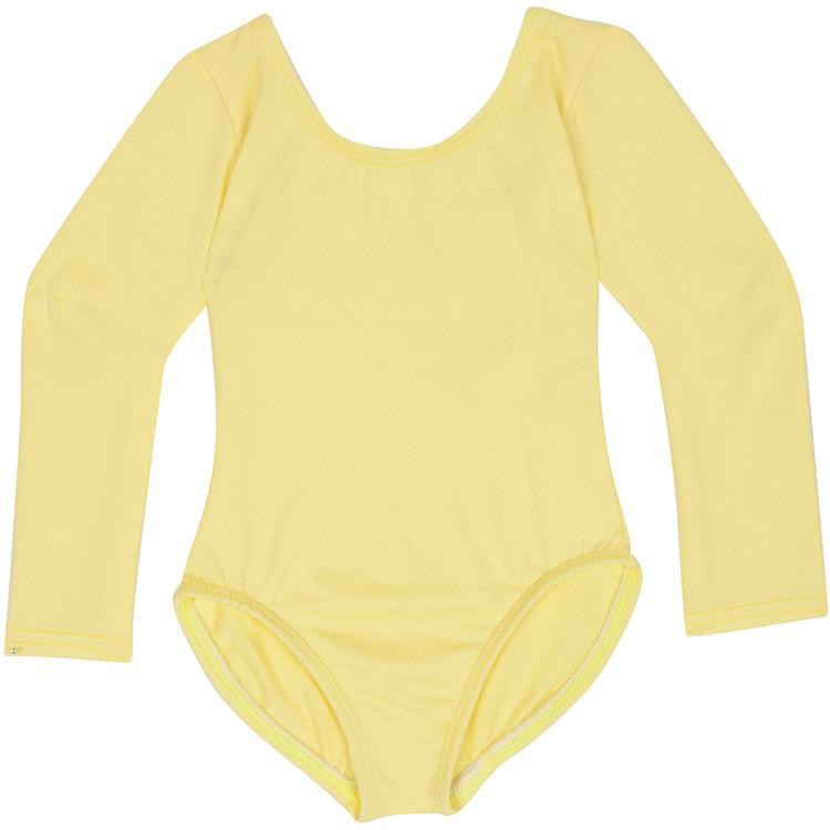 Yellow Girls Classic Long Sleeve Ballet Dance Leotard
