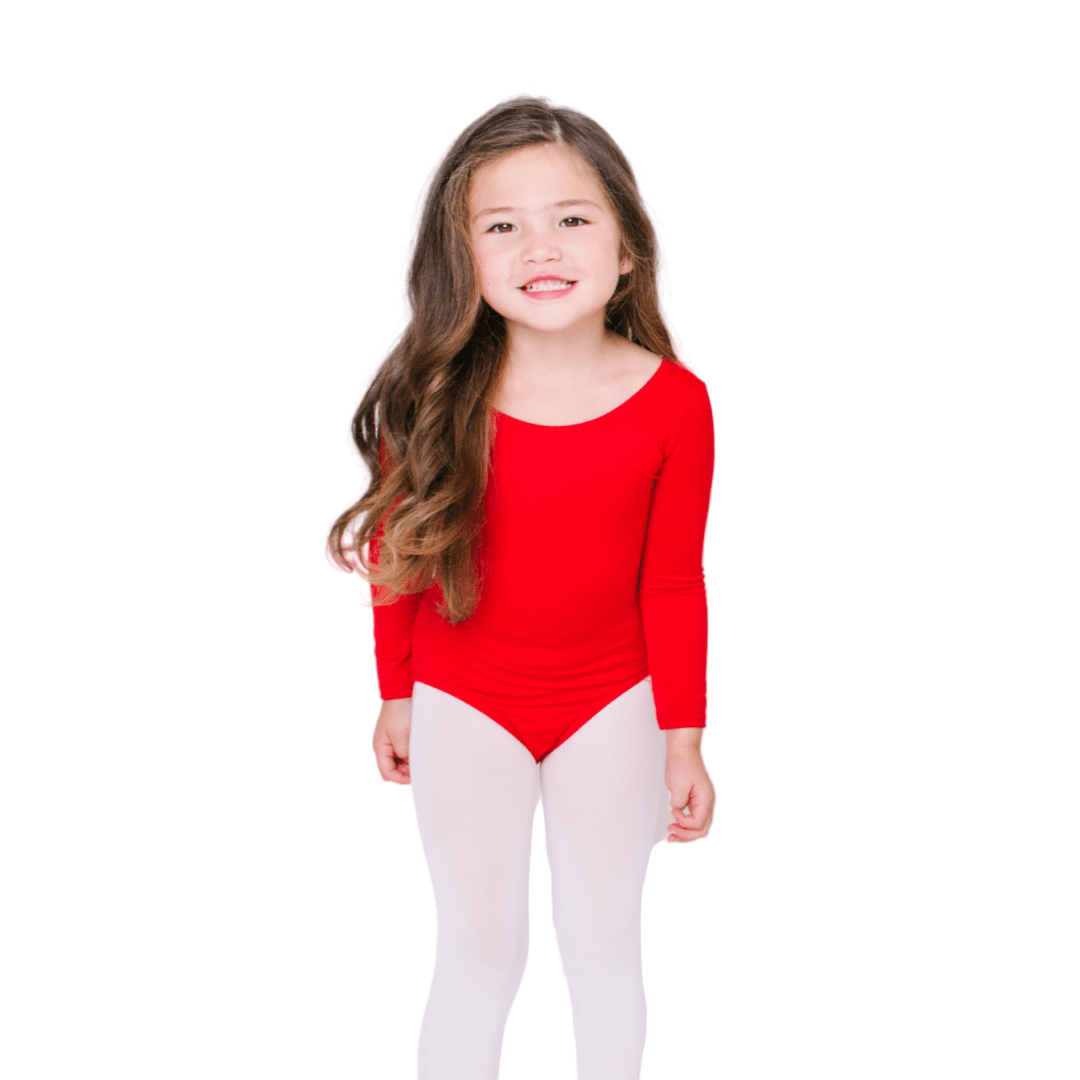 Girls Long Sleeve Red Leotard