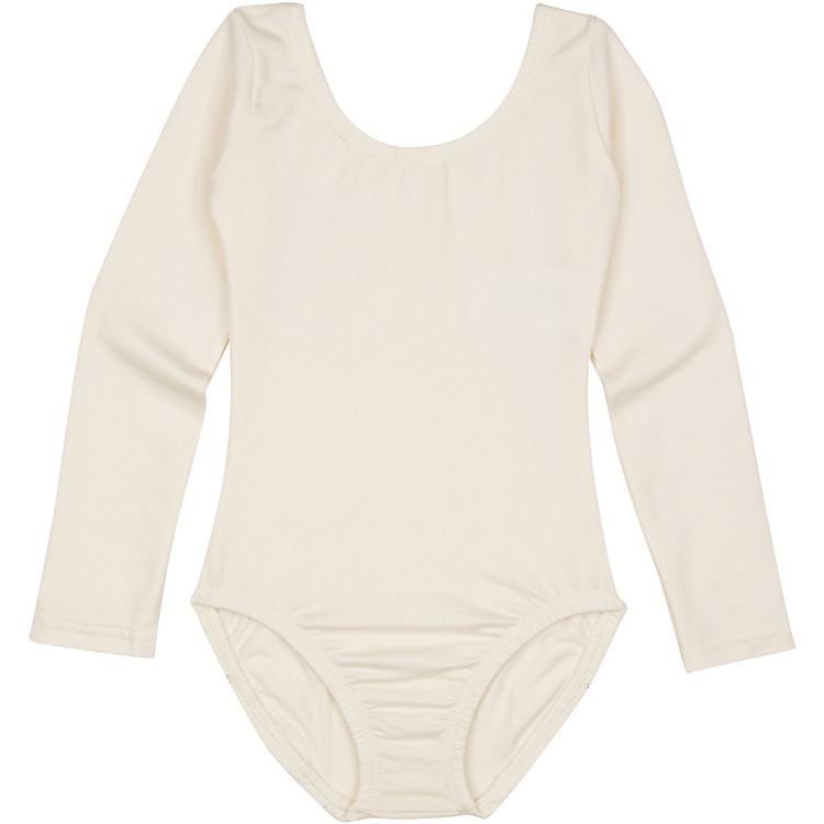 Lined Ivory Cream Toddler & Girls Long Sleeve Ballet Dance Leotard
